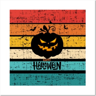 Halloween Scary Evil Pumpkin Funny Pumpkin Head Posters and Art